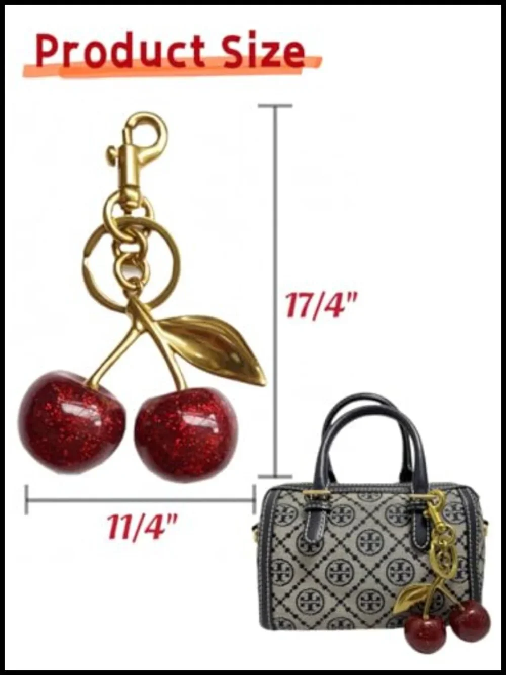 Cherry Keychain Bag Charm Extender Chain for Handbags Purse Accessory Gifts for